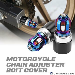 バイク ドライブチェーン ボルトカバー M8用 ボルトガード 2個セット シルバー＆焼チタンカラー SZ782-ST