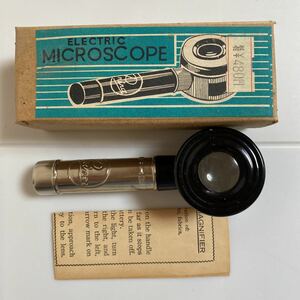 当時物 Prince/プリンス ELECTRIC MICROSCOPE 顕微鏡拡大鏡 ルーペ 共箱・説明書付 動作未確認 ジャンク