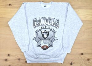 美品 90'sUSA古着 NFL ロサンゼルス レイダース ビンテージ スウェット トレーナー sizeL 霜降り グレー RAIDERS 90年代 Made in USA