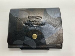 送料無料！財布　二つ折り　ウォレット　コインケース　カモフラージュプリント　牛革　黒グレイ系迷彩　ＡＣＵＮＥＯ★未使用格安！