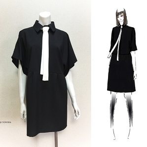 【1点もの・デザイン画付き】タイ付き着物スリーブワンピース(KOJI TOYODA)