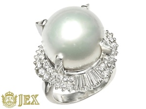 South Sea Pearl Pt900 White Butterfly pearl diamond ring NO.303910