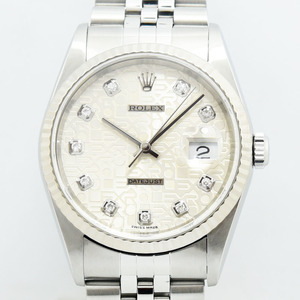 ロレックス 中古 メンズ ROLEX デイトジャスト 自動巻 16234 Y番 ダイヤ ステンレス WG ホワイトゴールド アイボリーコンピュータ 軽仕上げ