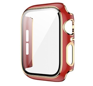 【アップルウォッチカバー/レッド×ゴールド/41mm用】フルカバーケース 1個 Apple Watch 全面保護 耐衝撃 Series8
