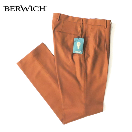 【定価3.6万・新品・46】BERWICH(ベルウィッチ)TOMY ウールフランネルソリッド 2プリーツテーパードパンツ キャメル