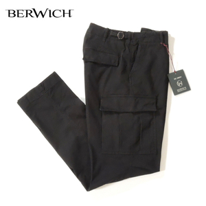 【定価3.1万・新品・42】BERWICH（ベルウィッチ）WIDE CARGO ガーメントダイコットンストレッチギャバジン ワイドカーゴパンツ ブラック