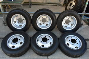 送料無料 205-85R16 BRIDGESTONE スチールホイール付き TOPY XAB 16×5.5k 115 9TC 5穴 三菱ふそうキャンター日産NT450 両面再塗装