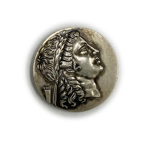 レプリカ アポログリニオス アポロ神 古代ギリシャ 150BC 銀貨 硬貨 コイン アンティーク キーホルダーペンダントお守り G12