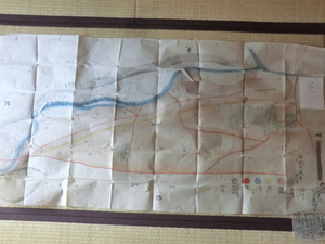 近江彦根藩領出流原村古地図●安政６年　御領分出流原村河原○絵図④　タトウ付　下野国安蘇郡 現在の栃木県佐野市 230210　古文書　古文書