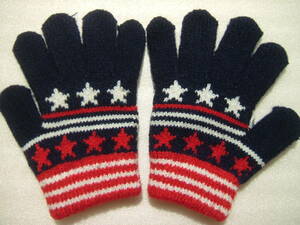  Kids gloves star navy blue, red, white length width 13×10cm table reverse side same pattern for children gloves 