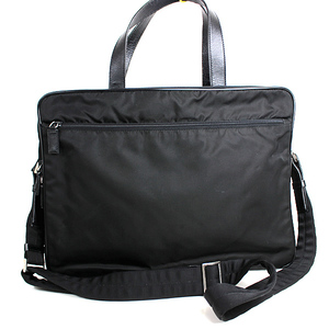プラダ トートバッグ ビジネスバッグ　ビジネスかばん　鞄　ショルダーバッグ 黒　斜め掛け　ブラック　ナイロン PRADA　美品　q603