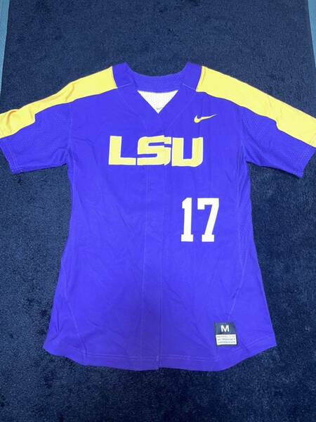 即決 送料無料 LSU ルイジアナ州立大学 カレッジ ボタン付きシャツ ナイキ製 Mサイズ 背番号17番