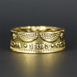 [RING] アメリカ 1893年 コロンビア博覧会 ハーフダラー ヴィンテージ ゴールド 50セントコイン デザイン 9mm リング 13号 【送料無料】