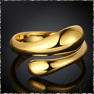 [RING] Gold Plated Drip Coil Adjustable Ring ウォータードロップ KCゴールド オープン アジャスタブルリング 【送料無料】