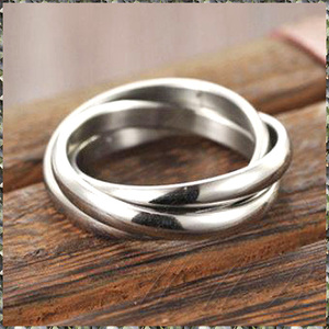 [RING] 316L Stainless Steel High Polished 3 Circles Trinity ミラー シルバー ハイポリッシュ 3連 トリニティ エレガント リング 21号