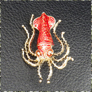 [BROOCH] Gold Squid Octopus エナメル彩色 ビック アイ テンタクルス イカ タコ ゴールド 4.5cm ブローチ