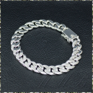 [BRACELET] Silver Plated シャイニング オーバル 喜平 チェーン スクエア ロック シルバー ブレスレット 9.5x195mm (30g) 【送料無料】の画像3