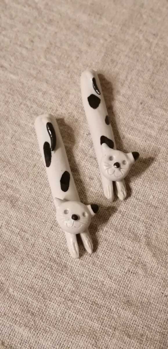 Cat chopstick rest knife rest set of 2 pottery white cat handmade artist work object spotted cat Kasama ware Mashiko ware pair animal cat cutlery rest miscellaneous goods, Tableware, Japanese tableware, Chopstick rest