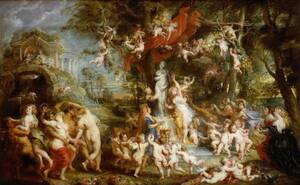 Art hand Auction New special technique high quality print painting of Rubens's Feast of Venus Wooden frame 3 major features including photocatalytic processing Special price 1980 yen (shipping included) Buy it now, artwork, painting, others