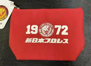 即決◆新日本プロレス　NJPW1972◆ポーチ　レッド　新品タグ付き　赤　ファスナー開閉タイプ◆