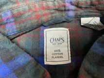 ☆US古着 CHAPS チャップス ネルシャツ チェック柄 グリーン緑×ブルー青【L】コットン　　　　　　　◆3681◆_画像5