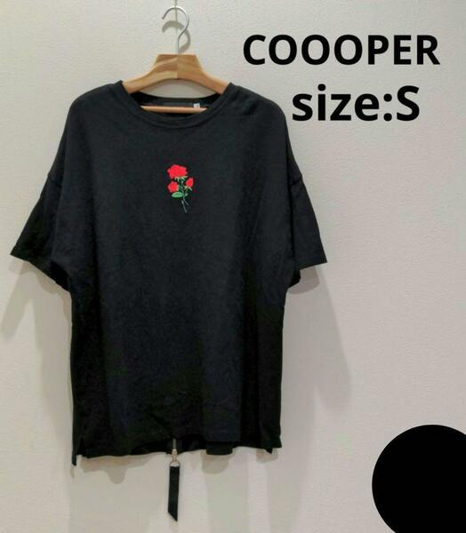 クーパー COOPER バックジップ ビックシルエット Ｔシャツ メンズ 黒