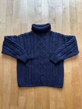 SHIPS別注 Guernsey WOOLLENS ガンジーウーレンズ タートルアランニット サイズ34 ガンジーセーター フィッシャーマンセーター ネイビー_画像4