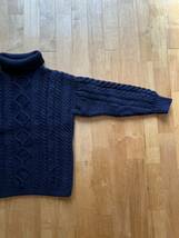 SHIPS別注 Guernsey WOOLLENS ガンジーウーレンズ タートルアランニット サイズ34 ガンジーセーター フィッシャーマンセーター ネイビー_画像5