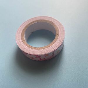 お花柄のコットンテープ＊1個＊ピンク＊15mm＊粘着テープ