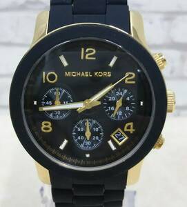 ☆当店保証付 MICHAEL KORS マイケルコース runway watch ランウェイ MK-5191 ブラック×ゴールド クォーツ ラバーベルト レディース腕時計