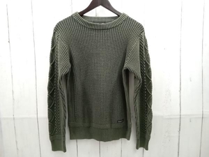 SCHOTT ショット DULL COLOR CABLE SWEATER ダブルカラーケーブルニット セーター 3114006 コットン メンズ サイズ S カーキ 店舗受取可