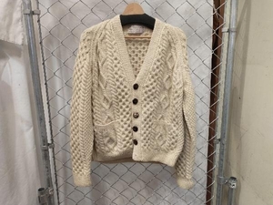 古着 INVERALLAN Allan Knit CARDIGAN M WHITE インバーアラン アランニット カーディガン ホワイト 店舗受取可