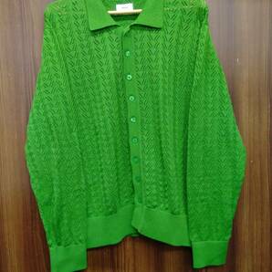 【お値下げしました】 Allege. 22SS OPENWORK CARDIGAN AL22S-KN03 サイズ3 グリーン アレッジ カーディガンの画像1