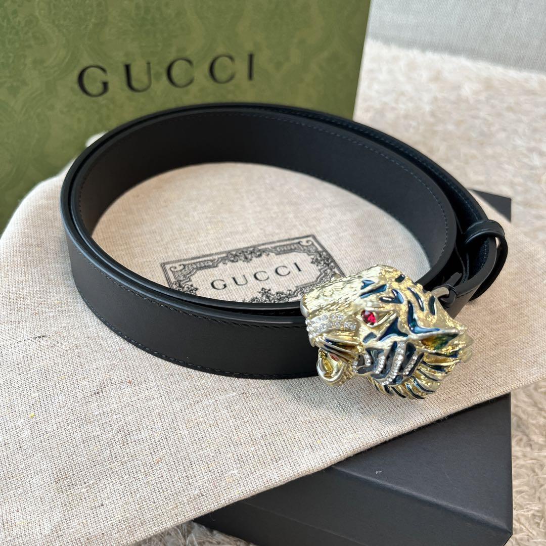 入荷中 新品 未使用 GUCCI グッチ レザーベルト タイガー 85 ベルト