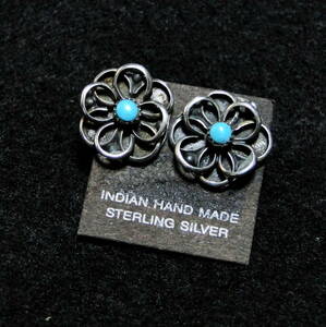90's Navajo группа бирюзовый серьги серебряный 925 печать neitib ювелирные изделия Vintage включая доставку 