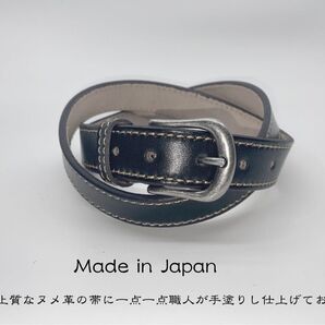 新品 手塗りレザーベルト　HAND MADE IN JAPAN ブラック