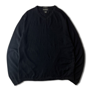 Eddie Bauer одноцветный V шея melino шерсть вязаный свитер XL чёрный / Eddie Bauer черный 