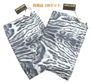 290 new goods 2 pieces set [Roberto Cavalliro belt kavali] Italy made leopard print gray stole S5239463-10970