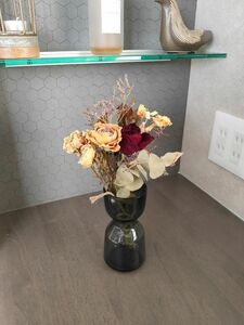 バラとかすみ草　ドライフラワー　花束　スワッグ