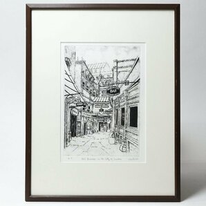 河村蝉太郎 「Old Passage in the City of London」 AP版 銅版画 額装品 / ロンドン 海外風景 エッチングの画像2