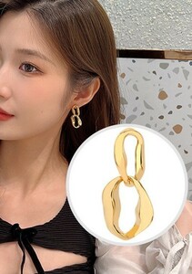 ★ シンプル 不規則 リング ピアス ☆ ジュエリー イヤーカフ 耳飾り スタッド イヤリング レディース アクセサリー 両耳用 金 a3