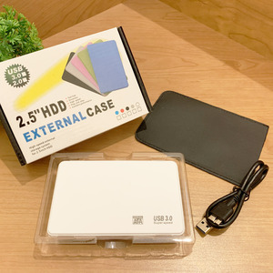 【USB 3.0 接続】化粧箱入り 2.5インチ HDD/SSD ケース USB 3.0 接続 SATA ハードディスクケース 4TBまで 工具不要 【白】