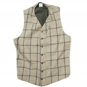 ANATOMICA アナトミカ フランス製 SAGAN VEST - COTTON PLAID コットンチェックサガンベスト S BEIGE ジレ ハンティング トップス g8755