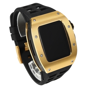 Apple Watch Luxury Case S4/5/6/SE [44 мм] полосаточная обложка пользовательские детали резиновый ремень Ремень Золотой нержавеющий
