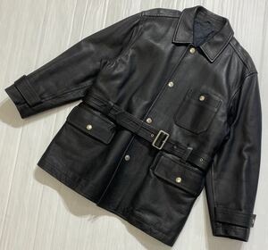 90s 1990年 アーカイブ ■ COMMEdesGARCONS コムデギャルソン ■ ビッグシルエット オーバーサイズ 本革 牛革 レザー カーコート ブラックM