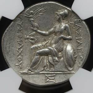 【古代トラキア王国】 リシマコス王 305-281BC テトラドラクマ銀貨 アテナ ニケ アンティークコイン NGC 資産保全 コレクション 古代コイン