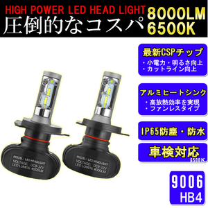 9006/HB4 LEDバルブ8000lm 6500K ヘッドライト フォグランプ 2個set 瞬間点灯 25w 車検対応