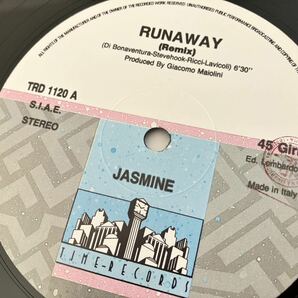 JASMINE / RUNAWAY REMIX & Radio Ver,Instrumental 12inch TIME-RECORDS ITALY TRD1120 89年オリジナル,Hi-NRG,EUROBEAT,ユーロクラシックの画像6