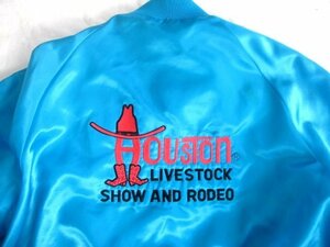 ビンテージUSA製 HOUSTON LIVESTOCK SHOW AND RODEOヒューストンライブストックショー&ロデオナイロンスタジャンL 背中刺繍
