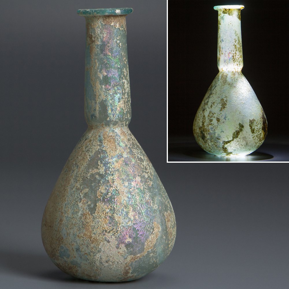ローマングラス ガラス 硝子 香水壺 発掘 出土 骨董 古美術-